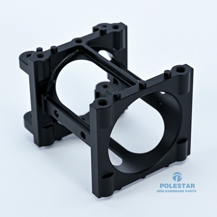Aluminum 7075 CNC Motor Mount Brackets Vibration Isolation Black Anodizing